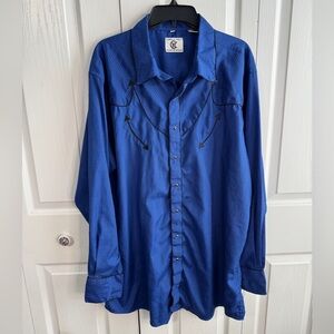 Corral West Ranchwear blue black grid plaid size XXLT